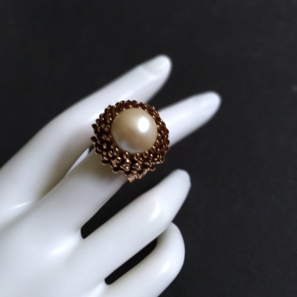 Vintage Napier Large Mabe Pearl Wide Band Adjustable Ring